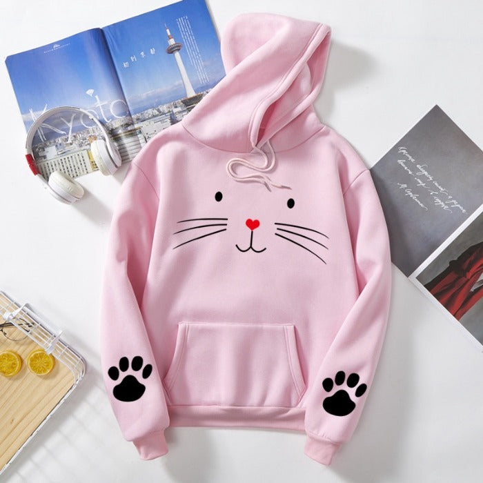 Pack of 1 Cute Cat Pullover Hoodie for women's