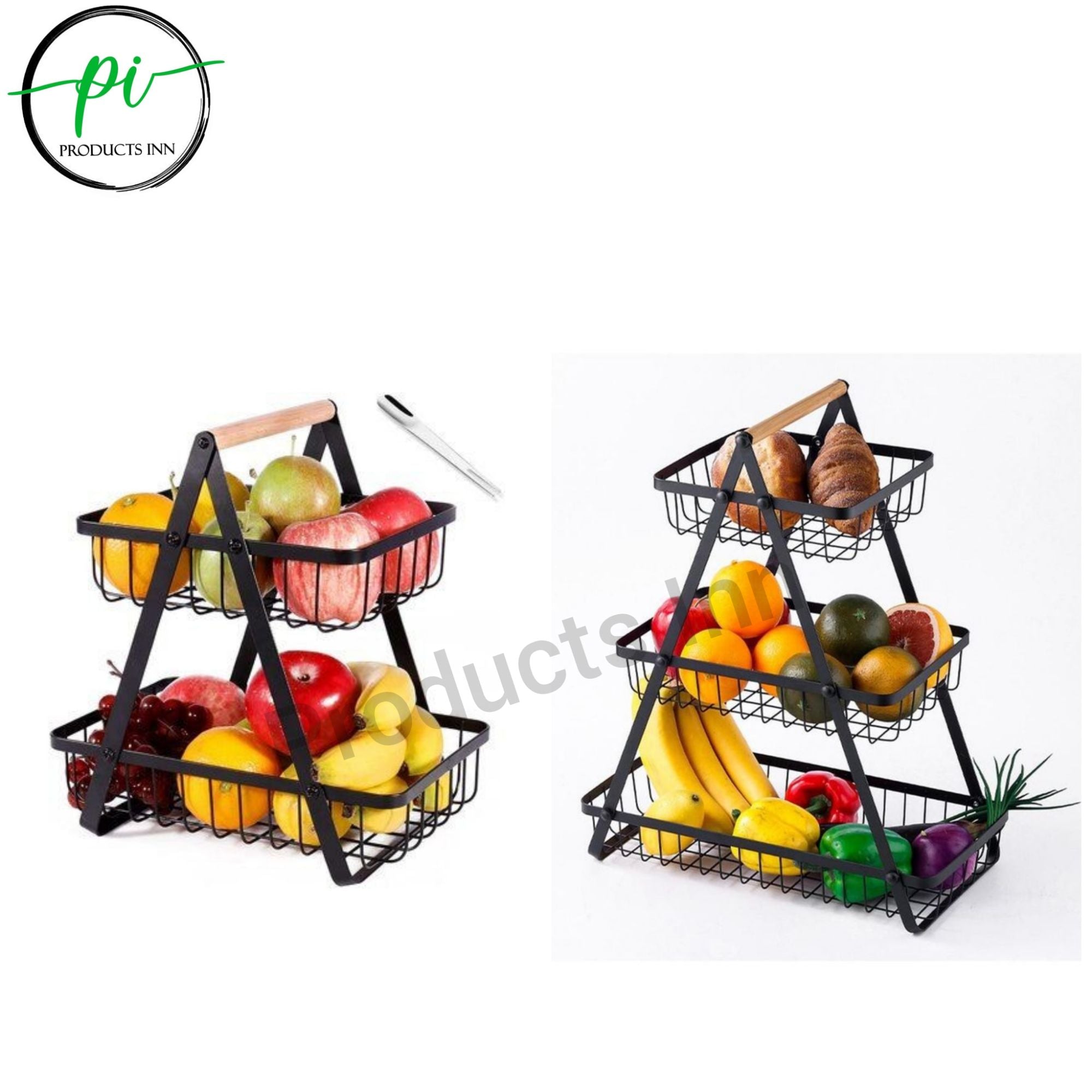 Kitchen Organizer, 1, 2 and 3 Tier Fruit and vegetables basket, Bread basket Made of Prime quality iron frame having powder coating on it.