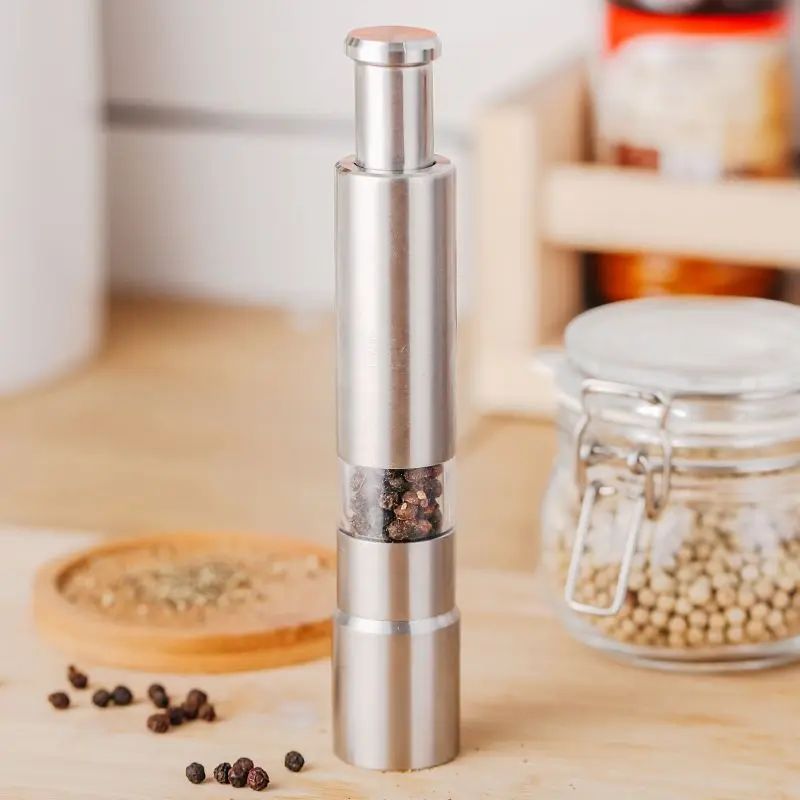 Stainless Steel Pepper / Salt / Spice / Herbs Grinder Manual Thumb Operated Black Pepper Spices Grinder Cooking And Kitchen Gadget