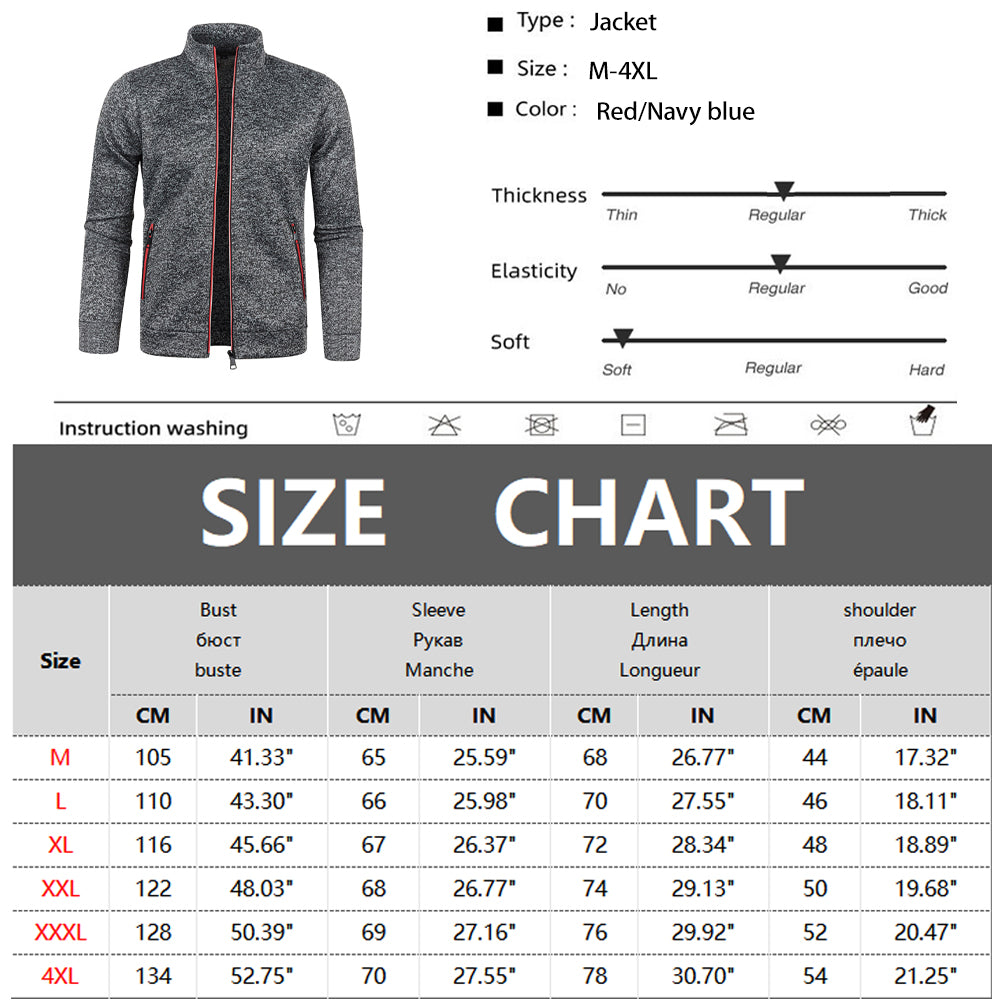 Men's Jackets Zipper Hoodies for Male Solid Color Long Sleeve Snowflakes Sweatshirts Turtleneck Jacket Men Streetwear