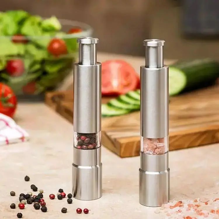 Stainless Steel Pepper / Salt / Spice / Herbs Grinder Manual Thumb Operated Black Pepper Spices Grinder Cooking And Kitchen Gadget