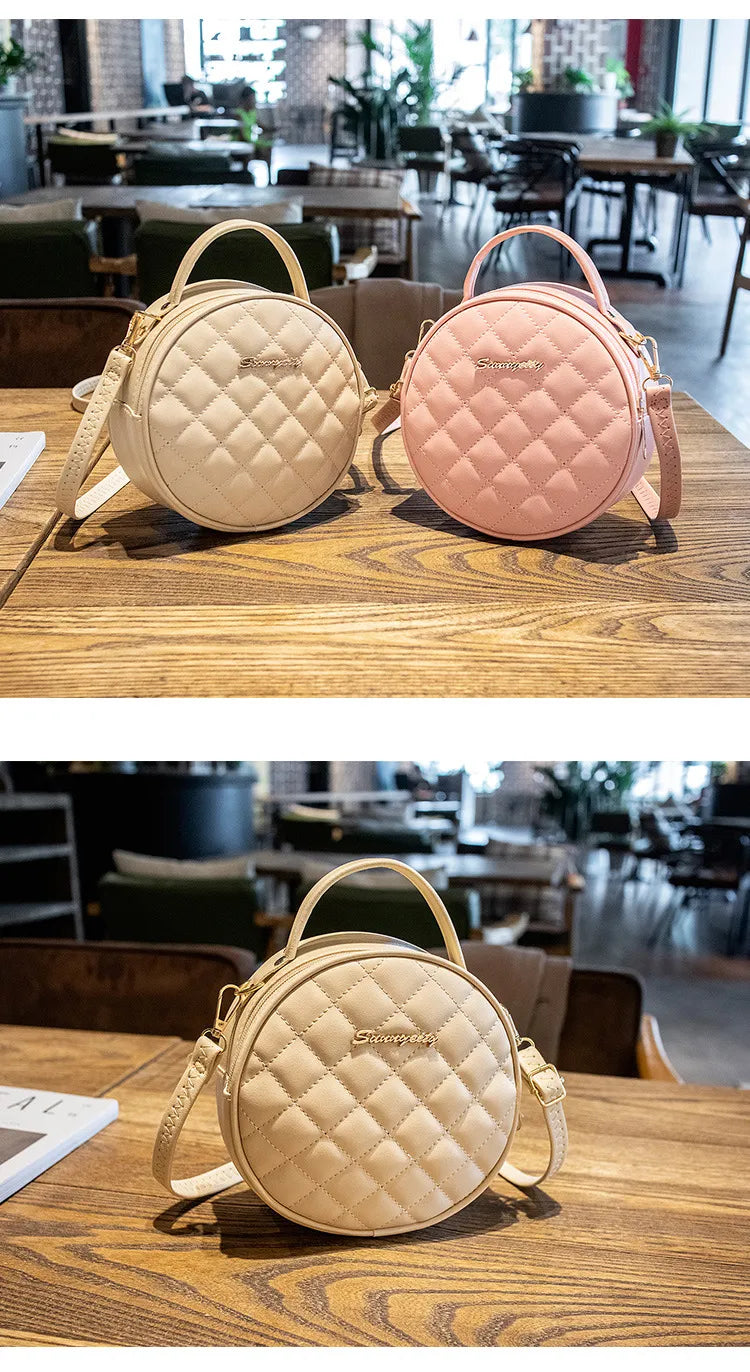 Lingge embroidery thread small bag, crossbody bag, sweet girly small round bag fashion shoulder bag purses and handbags minibag