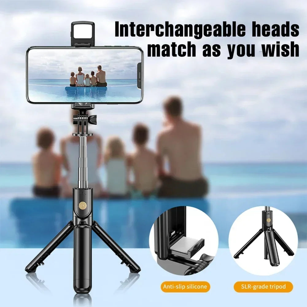 Selfie Stick Wireless Tripod Stand with Light Bluetooth Remote Extendable Tripod for iPhone Mobile Phone Tiktok Live Streaming