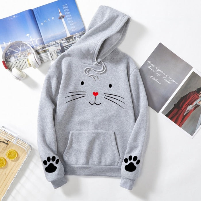 Pack of 1 Cute Cat Pullover Hoodie for women's