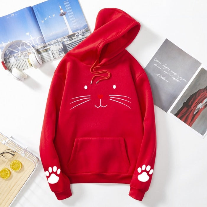 Pack of 1 Cute Cat Pullover Hoodie for women's