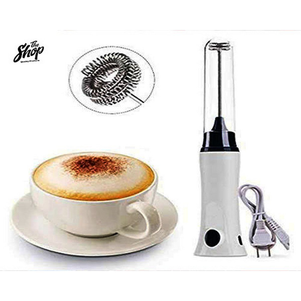 Electric Rechargeable Coffee Beater Electric Milk Juice Coffee Egg Beater Foamer Kitchen Accessories White